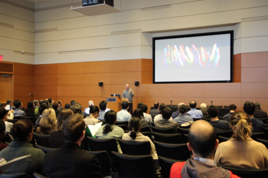 Hans Clevers presents during the DAP symposium