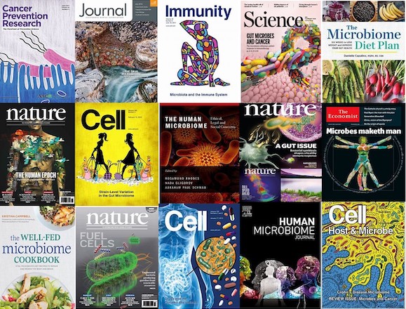 15 journal covers that highlight the microbiome