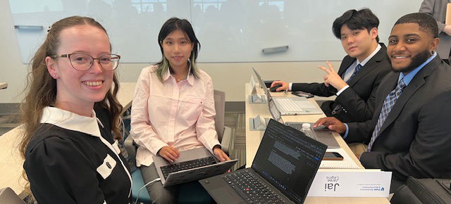 Students in class working in a group