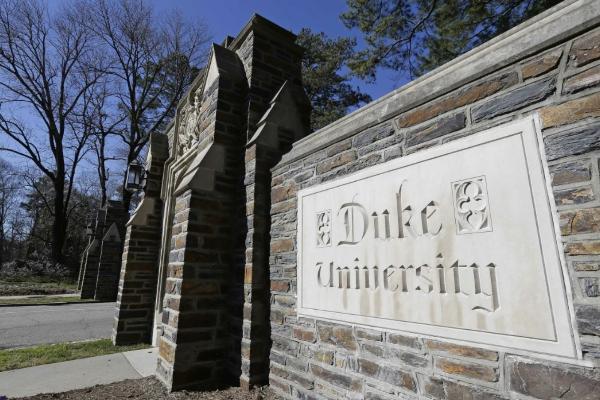 Wall that says Duke University 