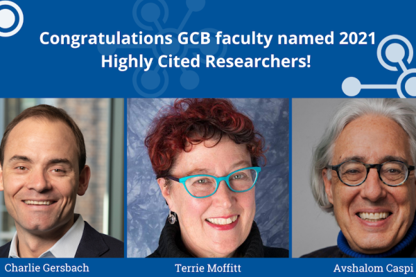 Congratulations to our highly cited researchers: Charlie Gersbach, Terrie Moffitt, Avshalom Caspi