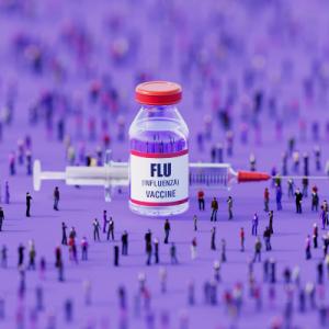 Stock image of a flu vaccine vial